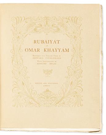 Khayyam, Omar (1048-1131) & Edward Fitzgerald, trans. (1809-1883) Rubaiyat of Omar Khayyam, signed by illustrator Edmund Dulac.